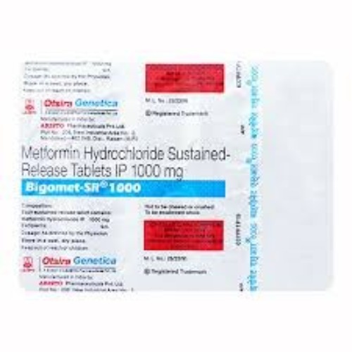 Bigomet SR 1000 blister strip with tablets