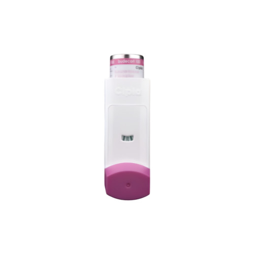 Budecort 100 Inhaler 200 mdi white inhaler device with pink cap