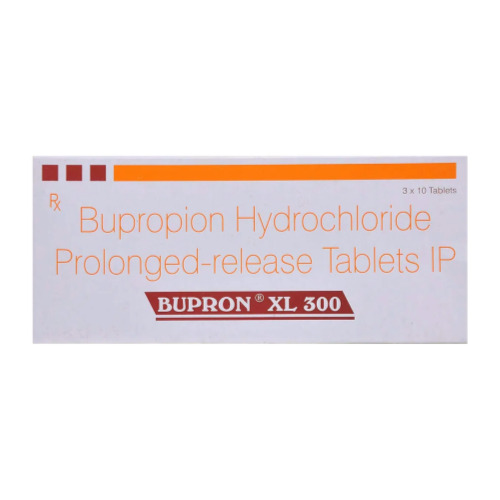 Bupron XL 300 tablets back box packaging with label