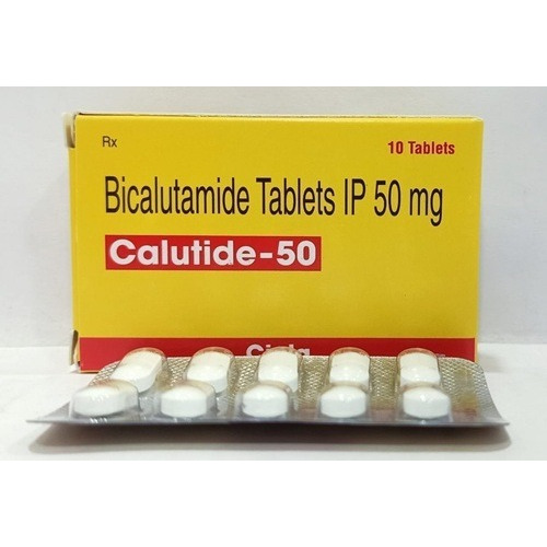 Calutide 50 10 tablets branded yellow box with blister pack bicalutamide oncology therapy online pharmacy