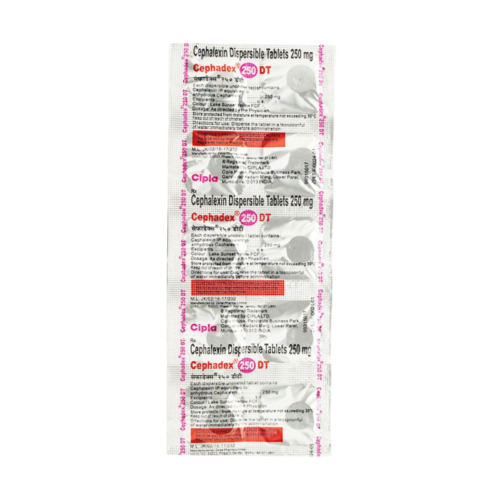 Cephadex 250 DT tablets blister strip close-up