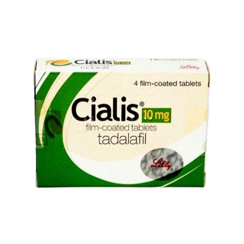 Cialis 10mg outer carton with tadalafil tablets for erectile dysfunction treatment