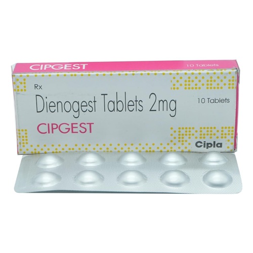 Dinomac 10 tablets box packaging dienogest hormone endometriosis treatment online pharmacy