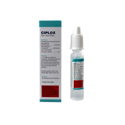 Ciplox Eye/Ear Drop bottle close-up with label