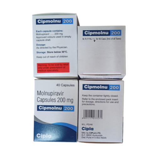 Molnuvid 200mg capsules box with multiple blister strips