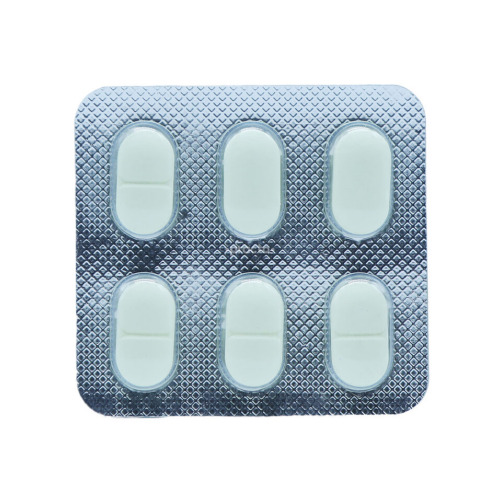 Clarinova 250 (Clarithromycin) close-up of silver blister pack containing six oval yellow tablets