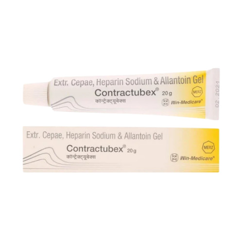 Contractubex Scar Removal Gel 20gm tube with outer box packaging in white and yellow design