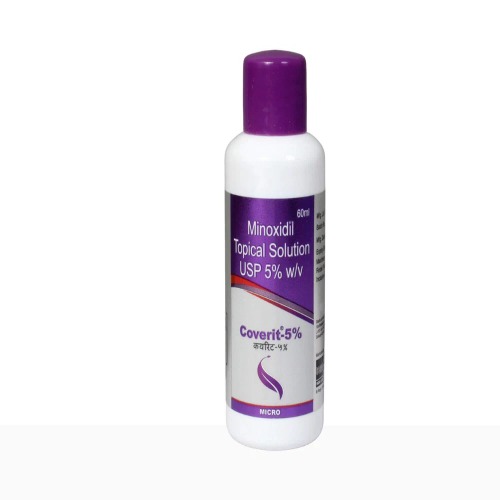 Coverit 5% Solution 60ml single bottle close-up, label and packaging visible