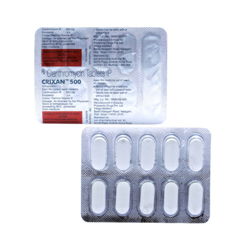 Crixan 500 tablets box with multiple blister strips