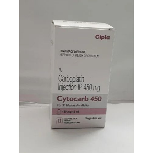 Cytocarb 450 (Carboplatin) injection 450mg 45ml carton box close-up display for oncology chemotherapy medication online pharmacy