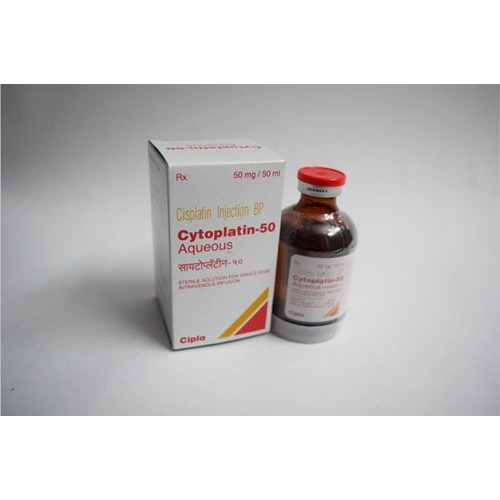 Cytoplatin 50 (Cisplatin) injection 50mg 50ml amber glass vial with red cap and carton packaging for oncology treatment online pharmacy