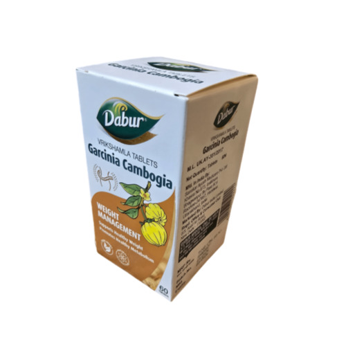 Dabur Vrikshamla Garcinia Cambogia tablets side view packaging