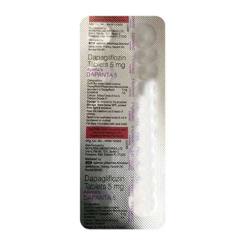 Dapanta 5 blister strip close-up, tablets and printed label details legible
