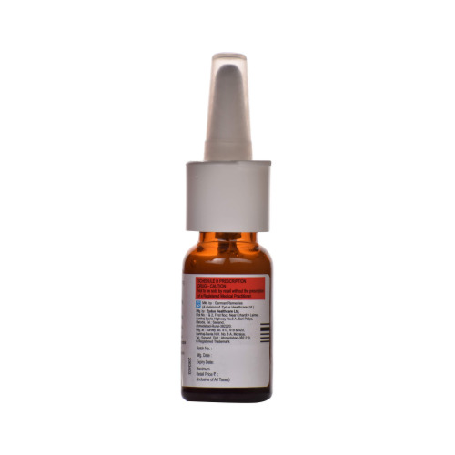 Derinide 40 Nasal Spray 10 ml labeled bottle side view