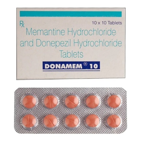 Donamem 10mg tablets blister pack with branded outer carton packaging