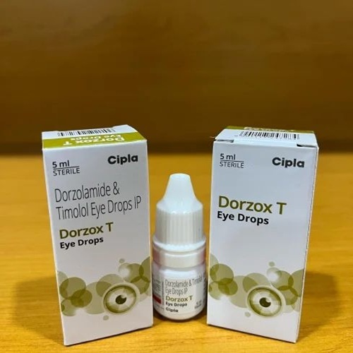 Dorzox T Eye Drops 5ml twin pack display with dropper bottle – trusted eye medication from Cipla