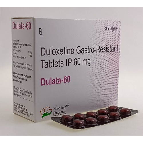 Dulata 60 tablets box with blister pack side view