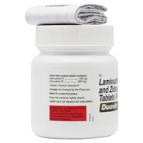 Duovir 60 tablets bottle close-up showing side/back label text