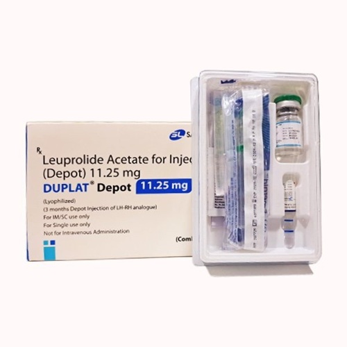 Duplat Depot 11.25 (Leuprolide Acetate) injection 11.25mg pre-filled syringe packaging with accessories for hormone therapy online pharmacy