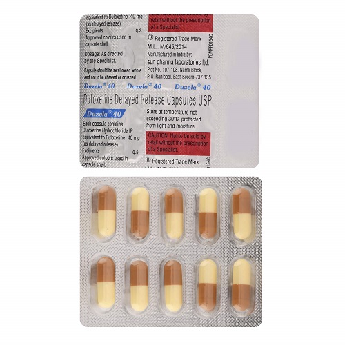 Duzela 40 blister strip showing capsule layout