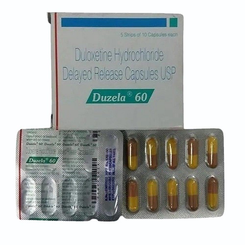 Duzela 60 capsules box with blister pack side view