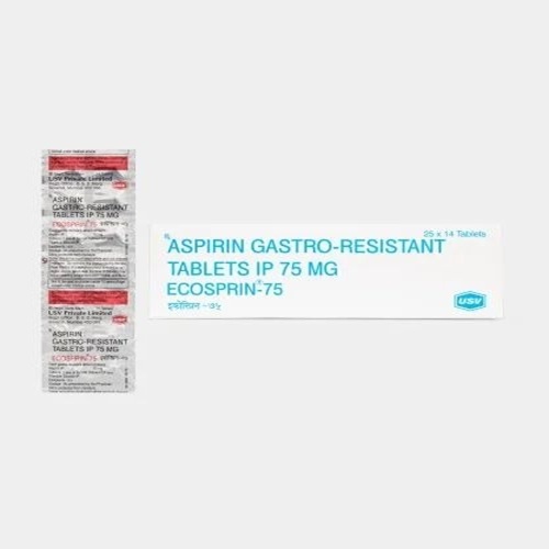 Ecosprin-75 aspirin gastro-resistant blister packaging with printed label