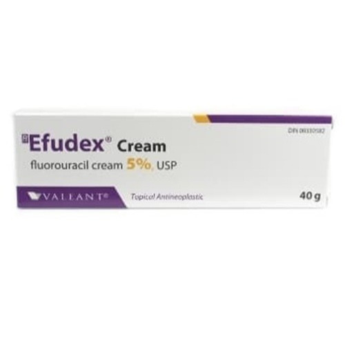 Efudex 5% Cream 40g tube with dosage label and product information shown