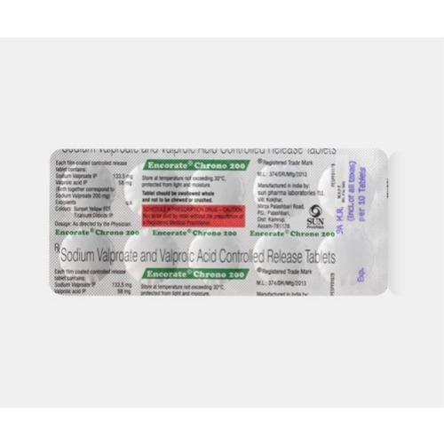 Encorate Chrono 200 100 Tablets blister strip close-up