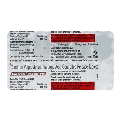 Encorate Chrono 400 50 Tablets blister strip close-up