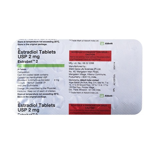 Estrabet 2mg 28 tablets blister pack estradiol estrogen medicine online pharmacy