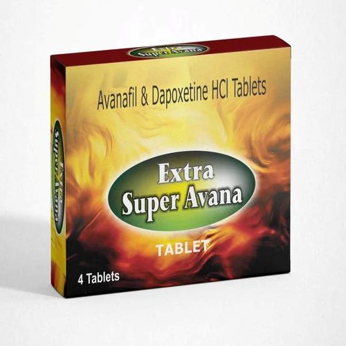 Extra Super Avana 4 tablets box packaging with dosage strength and Cipla branding