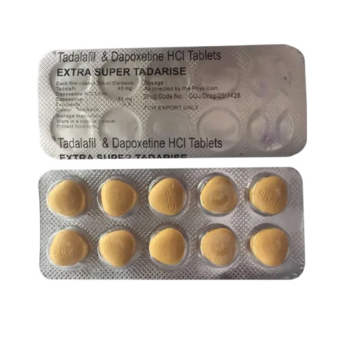 Extra Super Tadarise 100mg tablets box with multiple blister strips