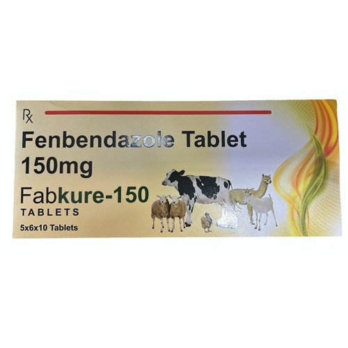 Fabkure 150 (Fenbendazole) 150mg veterinary tablets 300 count carton box front view for online pet pharmacy cattle and livestock dewormer