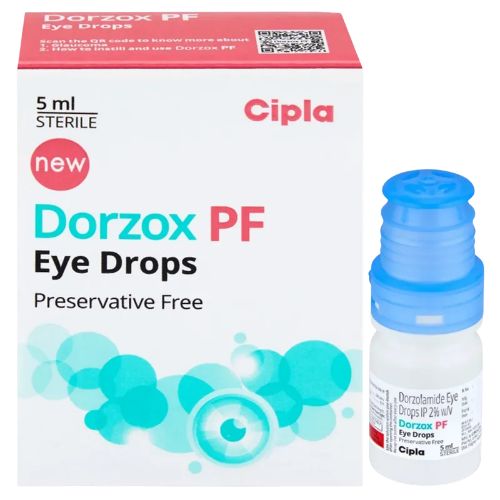 Dorzox PF Eye Drops 2% preservative-free 5ml bottle and box