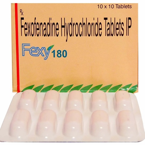 Fexy 180 tablets box with blister pack side view