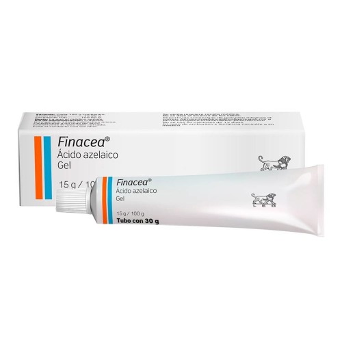 Twin pack display of Finacea Gel 15% tubes alongside their boxes