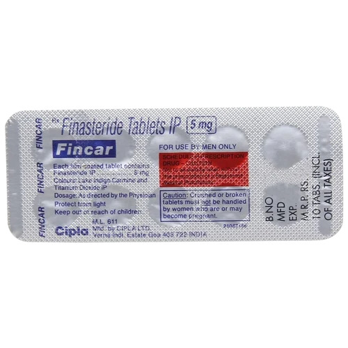 Fincar 5mg 200 Tablets blister strip – finasteride tablets by Cipla used for prostate health and hair regrowth