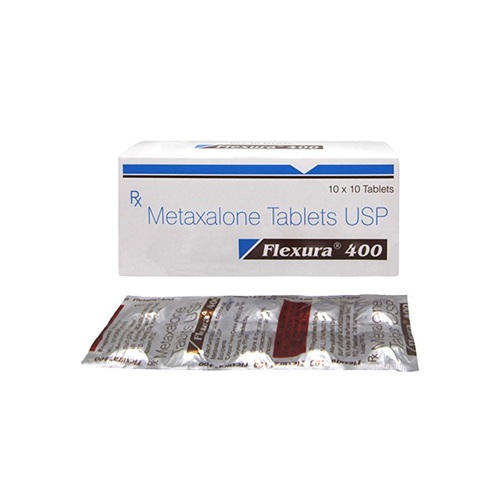 Flexura 400 box and blister strips arranged flat, packaging details legible