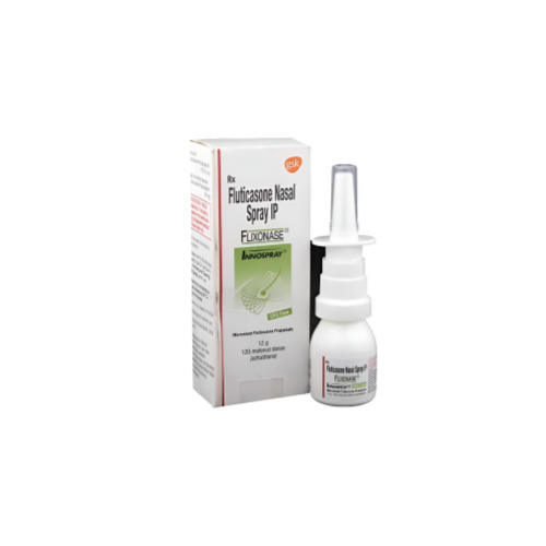 Flixonase Nasal Spray 120 MDI box and spray bottle displayed together
