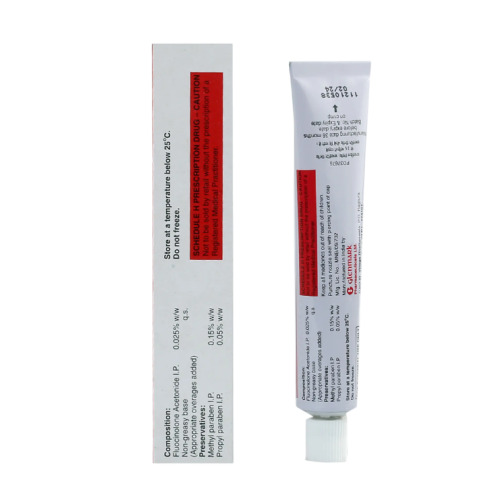 Flucort Skin Cream 20gm (Fluocinolone Acetonide) tube and outer box displayed together in vertical layout