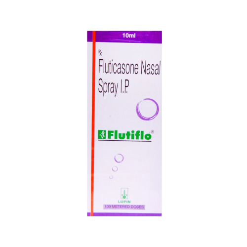 Flutiflo Nasal Spray (Fluticasone Propionate) 100 MDI carton box packaging