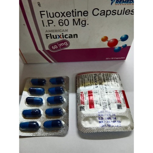 Fluxican 60 capsules box with blister pack side view
