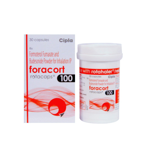 Foracort 100 Rotacaps (Formoterol and Budesonide) full pack with box and white plastic container