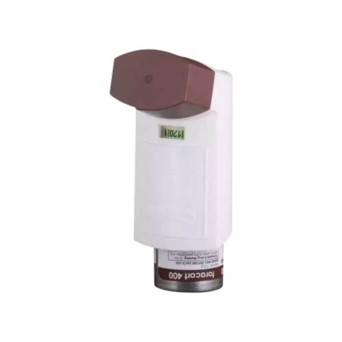 Foracort 400 Inhaler (Formoterol and Budesonide) inhaler device in upright position