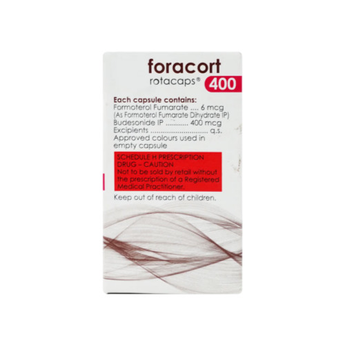 Foracort 400 Rotacaps (Formoterol and Budesonide) branded carton with label details