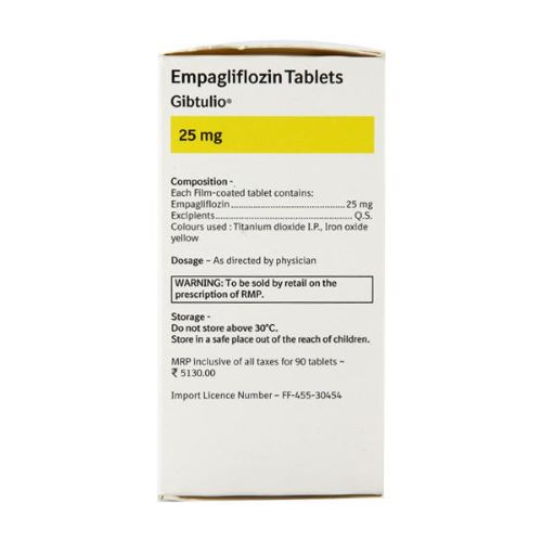Gibtulio 25 90 tablets back side packaging