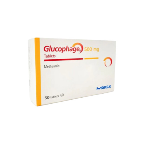 Glucophage 500mg 100 Tablets outer packaging – metformin diabetes medication by Merck