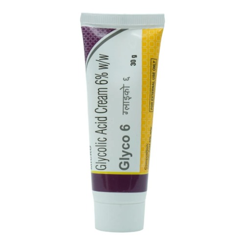 Glyco 6 Cream 30gm (Glycolic Acid 6%) single tube standing upright with printed label visible