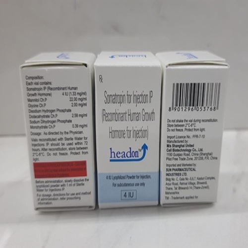 Headon 4IU box rear/side close-up, label and barcode readable