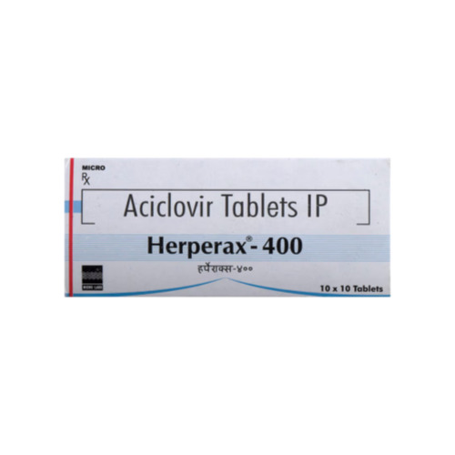 Herperax 400 tablets box with multiple blister strips